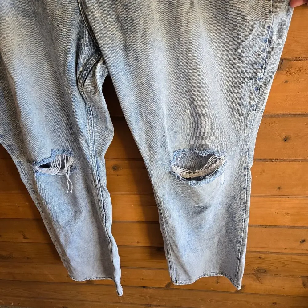 Good American Jean Good 90's Relaxed Straight Blue542 28 Distressed Plus Denim